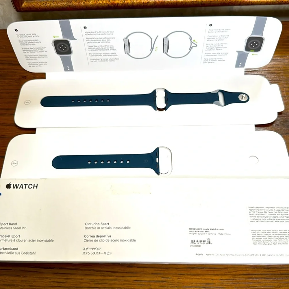 New Apple Abyss Blue Sport Watch Band. Two sizes in box. S/M and M/L.
